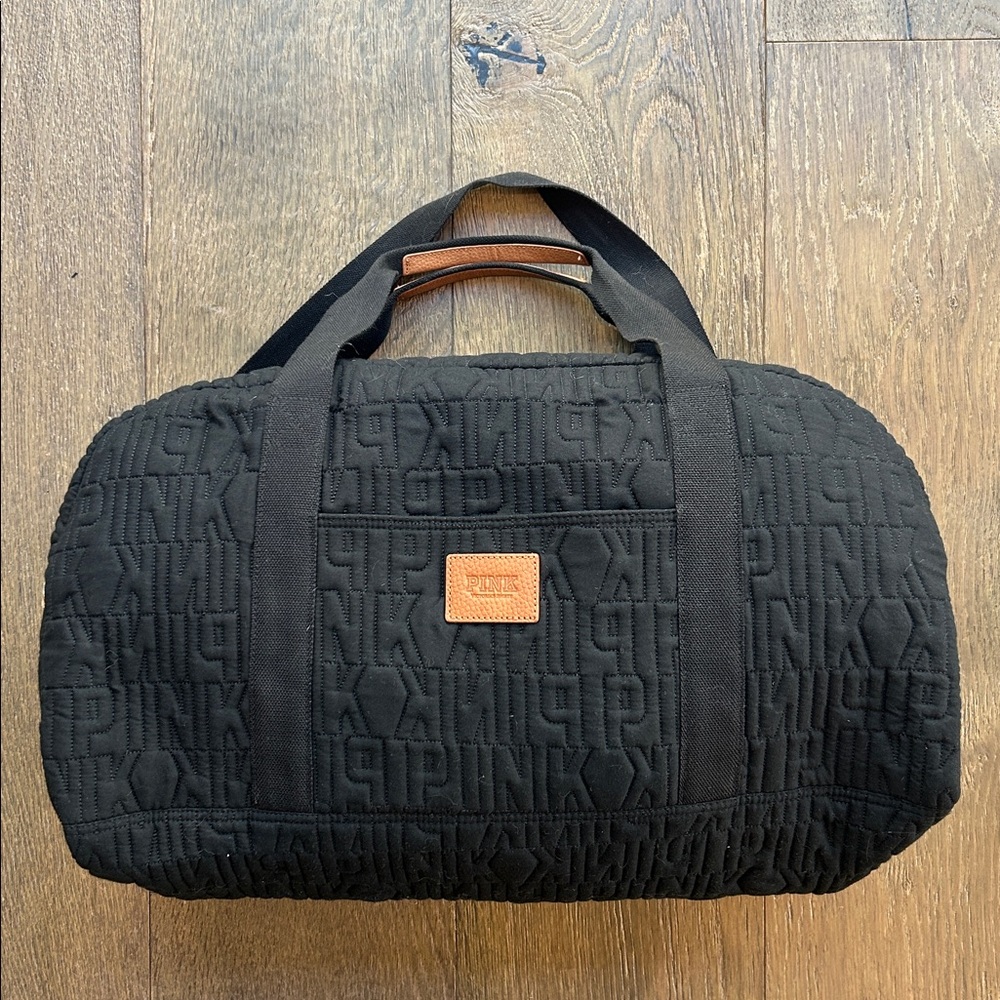 PINK Victoria’s Secret Black Quilted Duffel Bag